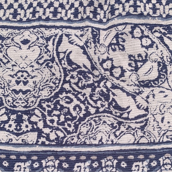 Lucky Brand Crochet Tank Top S Navy Blue Gray Paisley V Neck Sleeveless Boho - Picture 6 of 12